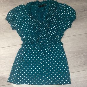 Green polka dot BCBG MaxAzria top